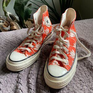 Orange Floral Converse Chuck Taylors- Excellent Condition